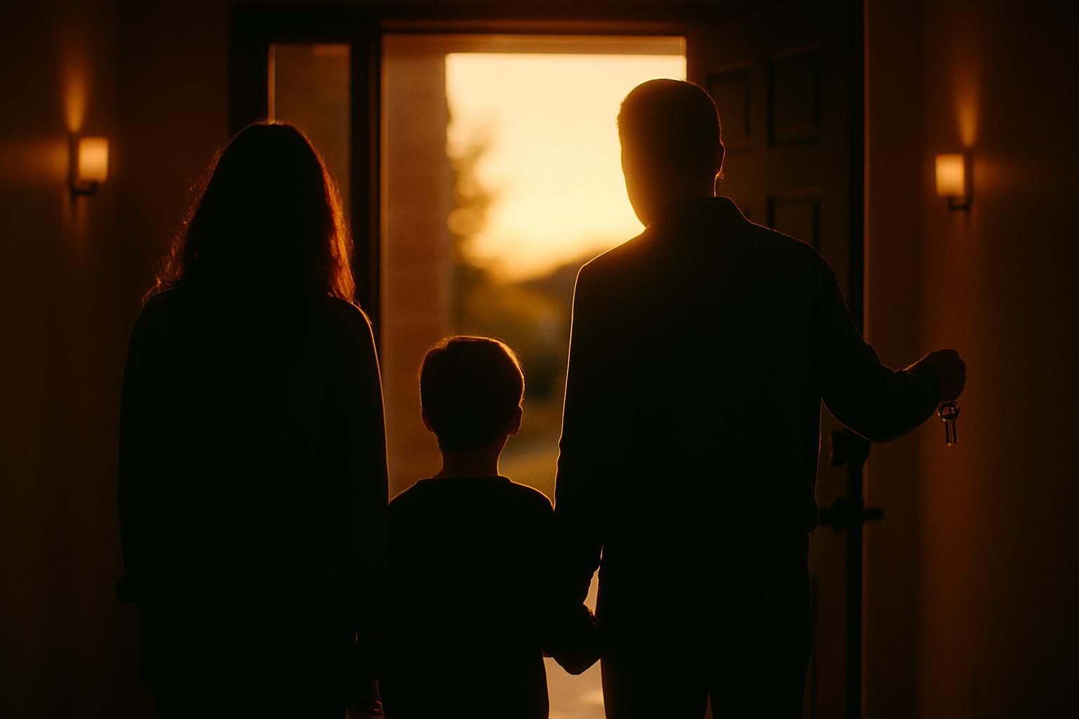 Família recebendo chaves